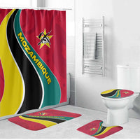 Mozambique Bathroom Set with Red Yellow Green Wave Design and National Emblem - Wonder Print Shop