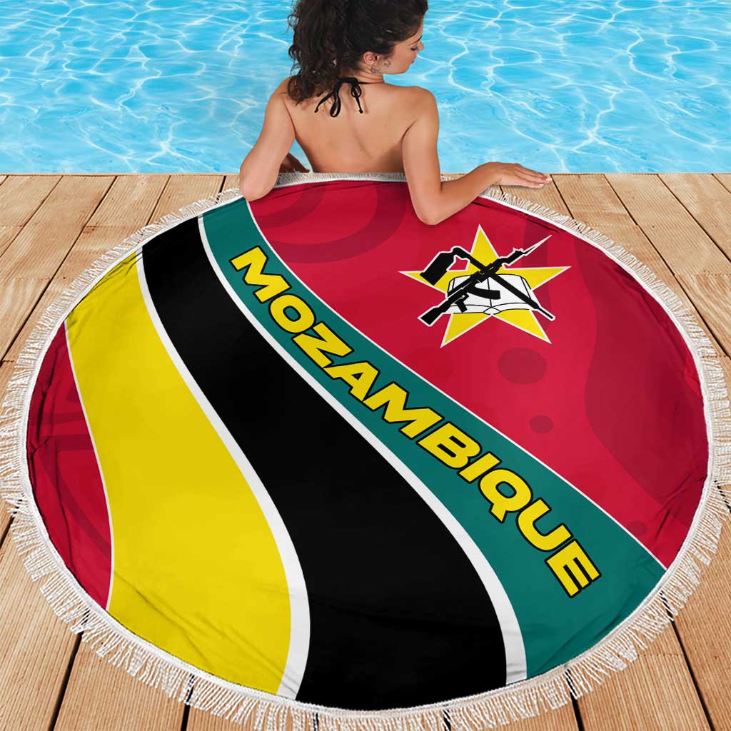 Mozambique Beach Blanket with Red Yellow Green Wave Design and National Emblem - Wonder Print Shop