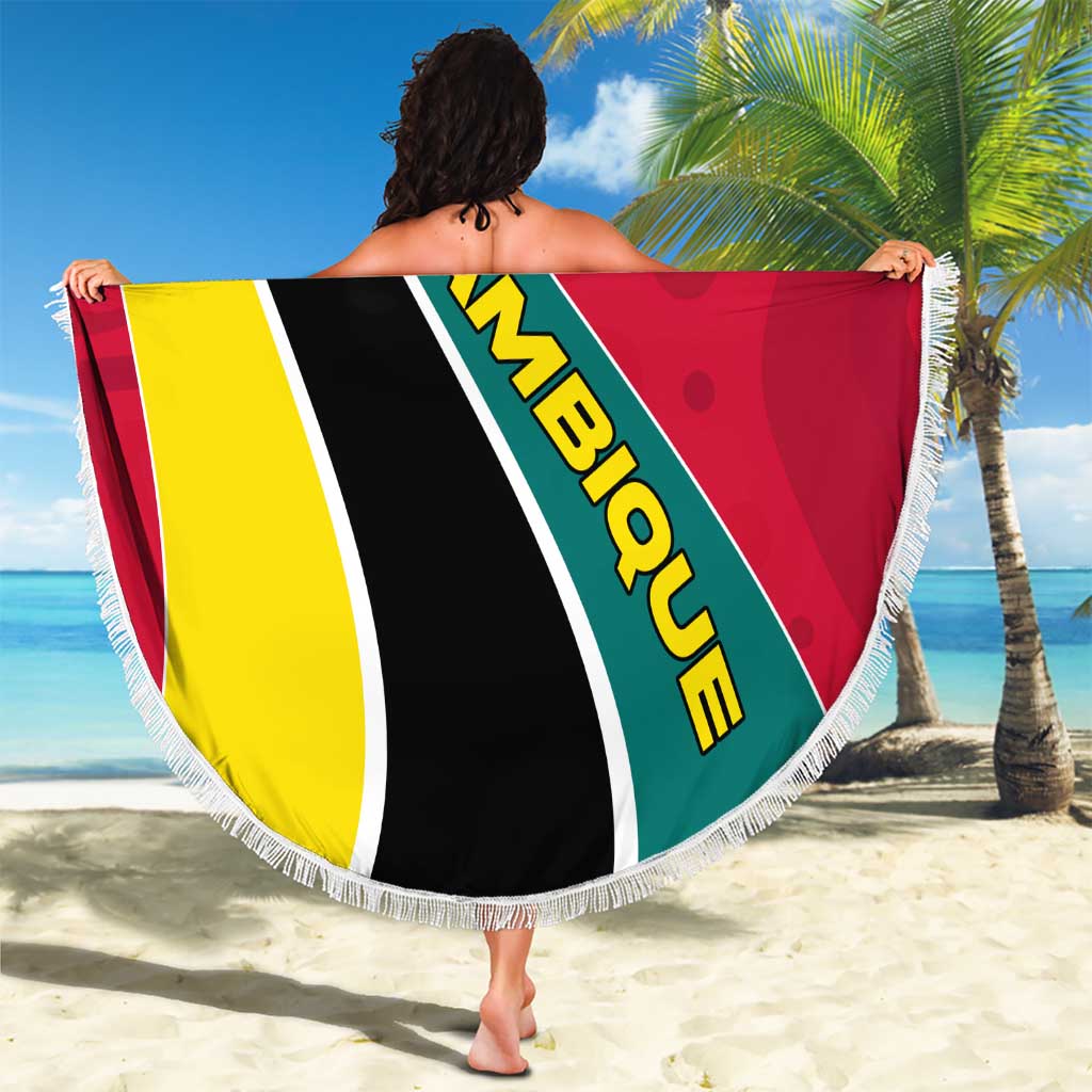 Mozambique Beach Blanket with Red Yellow Green Wave Design and National Emblem - Wonder Print Shop