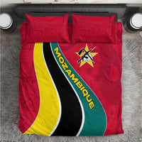 Mozambique Bedding Set with Red Yellow Green Wave Design and National Emblem - Wonder Print Shop