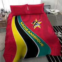 Mozambique Bedding Set with Red Yellow Green Wave Design and National Emblem - Wonder Print Shop
