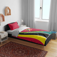Mozambique Bedding Set with Red Yellow Green Wave Design and National Emblem - Wonder Print Shop
