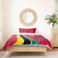 Mozambique Bedding Set with Red Yellow Green Wave Design and National Emblem - Wonder Print Shop