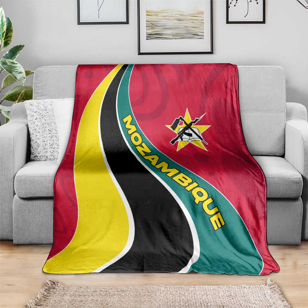 Mozambique Blanket with Red Yellow Green Wave Design and National Emblem - Wonder Print Shop
