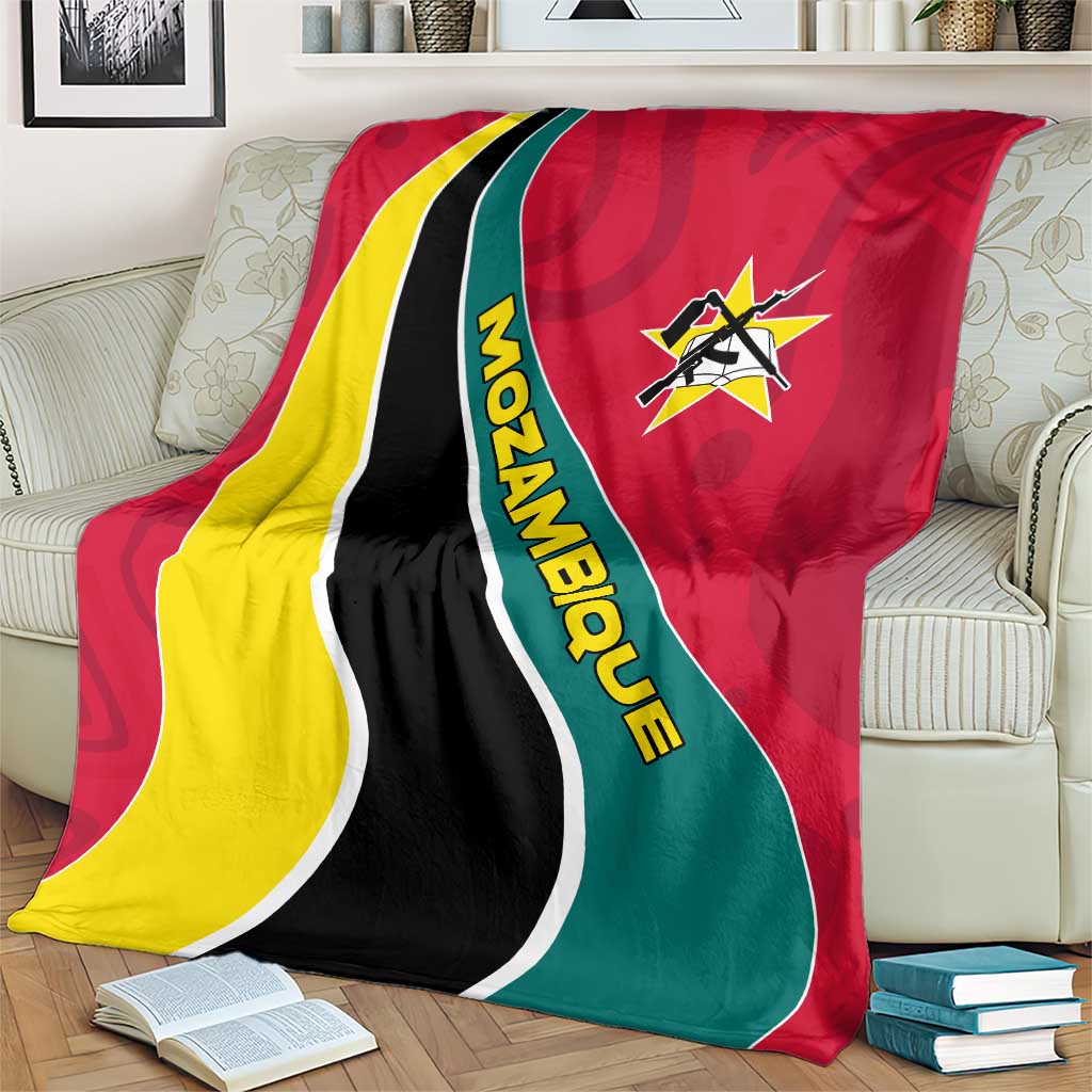 Mozambique Blanket with Red Yellow Green Wave Design and National Emblem - Wonder Print Shop