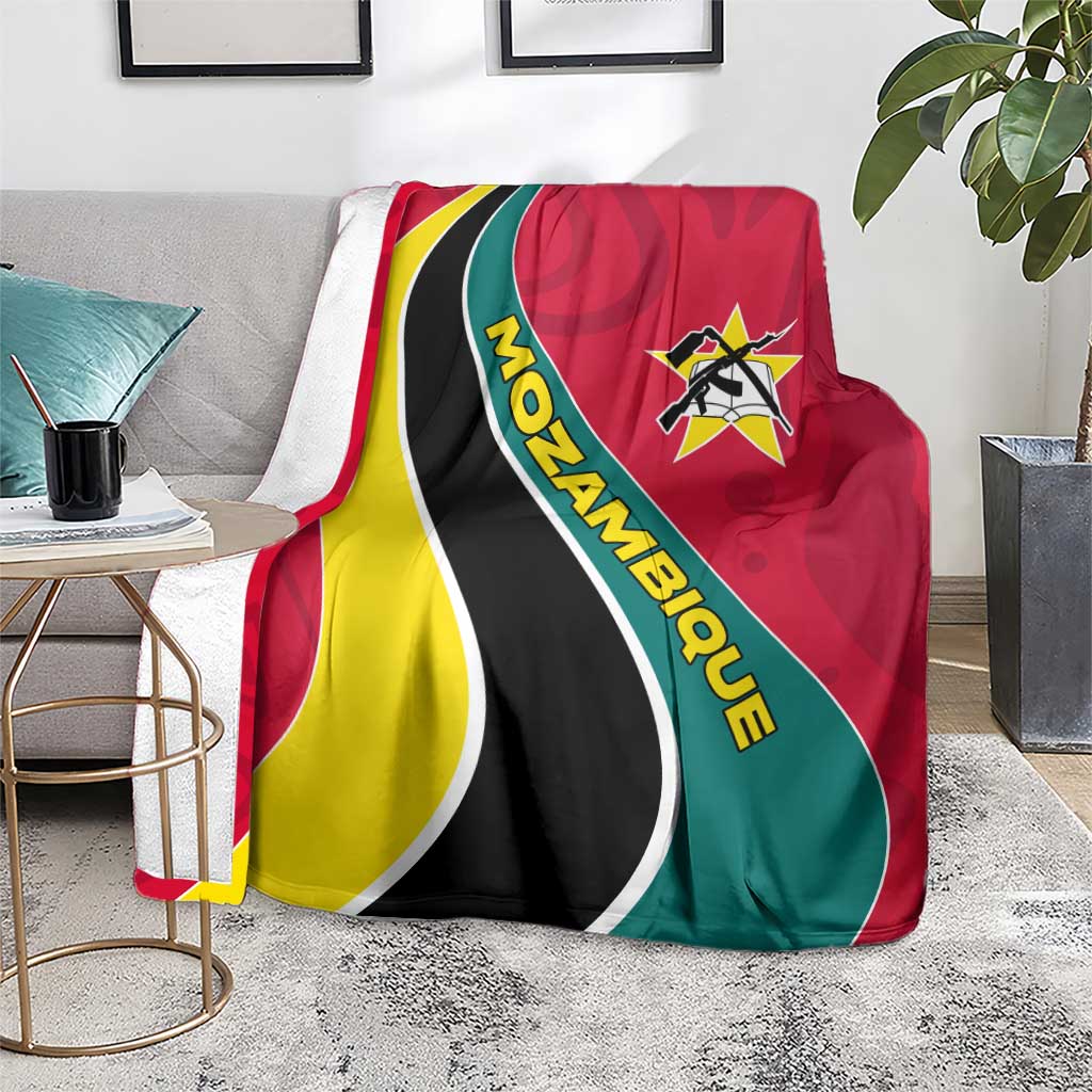Mozambique Blanket with Red Yellow Green Wave Design and National Emblem - Wonder Print Shop