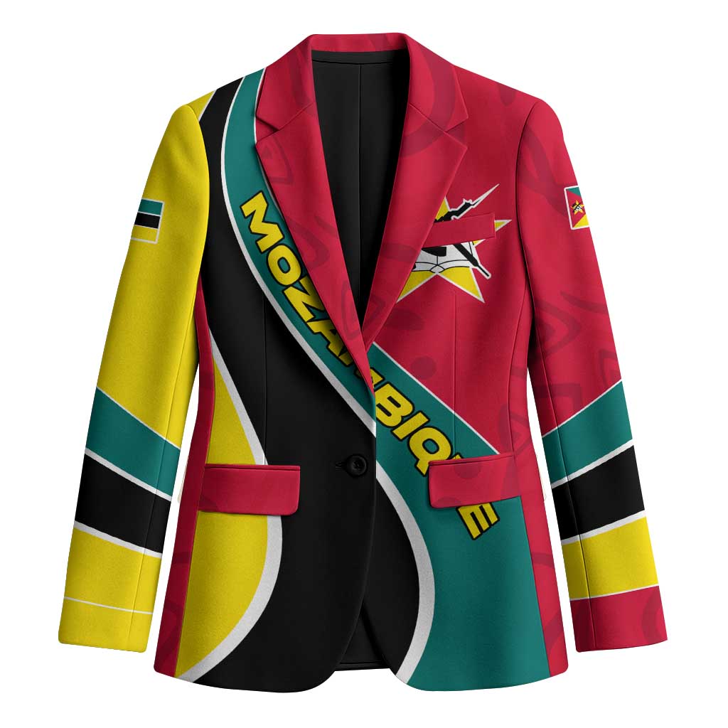 Mozambique Blazer with Red Yellow Green Wave Design and National Emblem - Wonder Print Shop