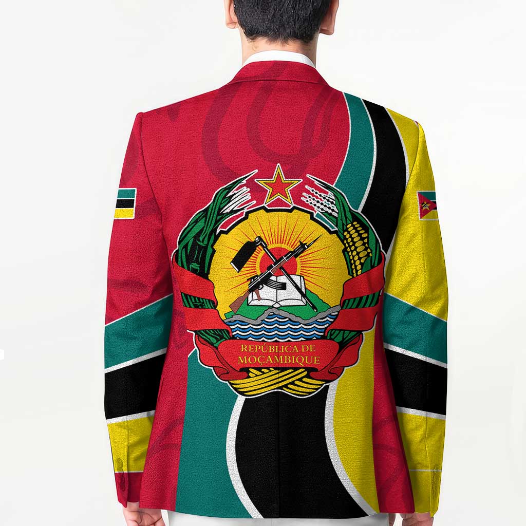 Mozambique Blazer with Red Yellow Green Wave Design and National Emblem - Wonder Print Shop