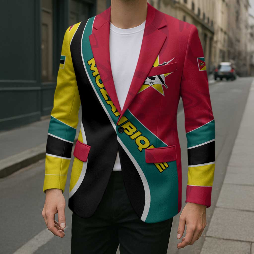 Mozambique Blazer with Red Yellow Green Wave Design and National Emblem - Wonder Print Shop