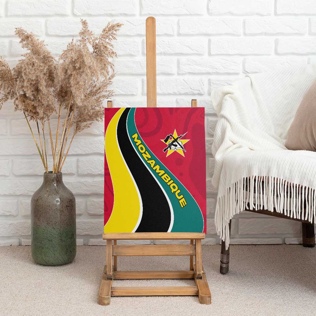 Mozambique Canvas Wall Art with Red Yellow Green Wave Design and National Emblem - Wonder Print Shop