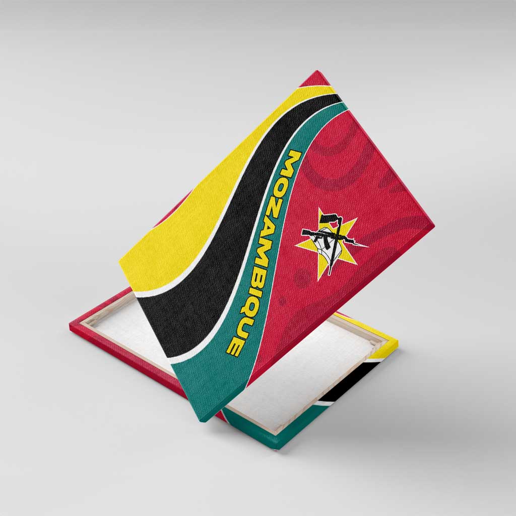 Mozambique Canvas Wall Art with Red Yellow Green Wave Design and National Emblem - Wonder Print Shop