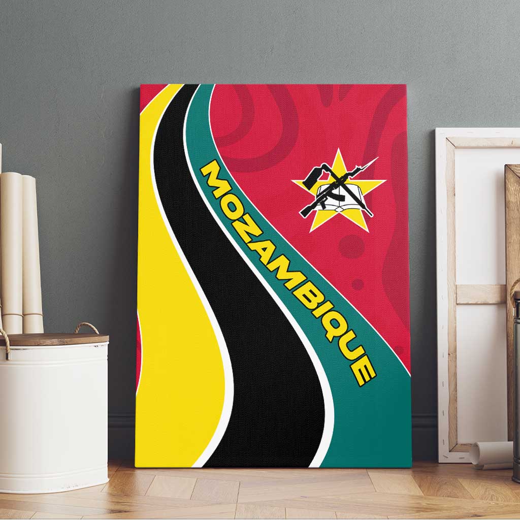Mozambique Canvas Wall Art with Red Yellow Green Wave Design and National Emblem - Wonder Print Shop