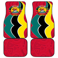 Mozambique Car Mats with Red Yellow Green Wave Design and National Emblem - Wonder Print Shop