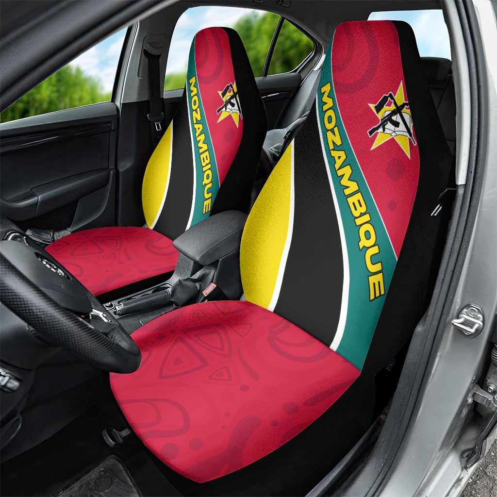 Mozambique Car Seat Cover with Red Yellow Green Wave Design and National Emblem - Wonder Print Shop