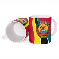 Mozambique Ceramic Mug with Red Yellow Green Wave Design and National Emblem - Wonder Print Shop
