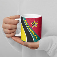 Mozambique Ceramic Mug with Red Yellow Green Wave Design and National Emblem - Wonder Print Shop