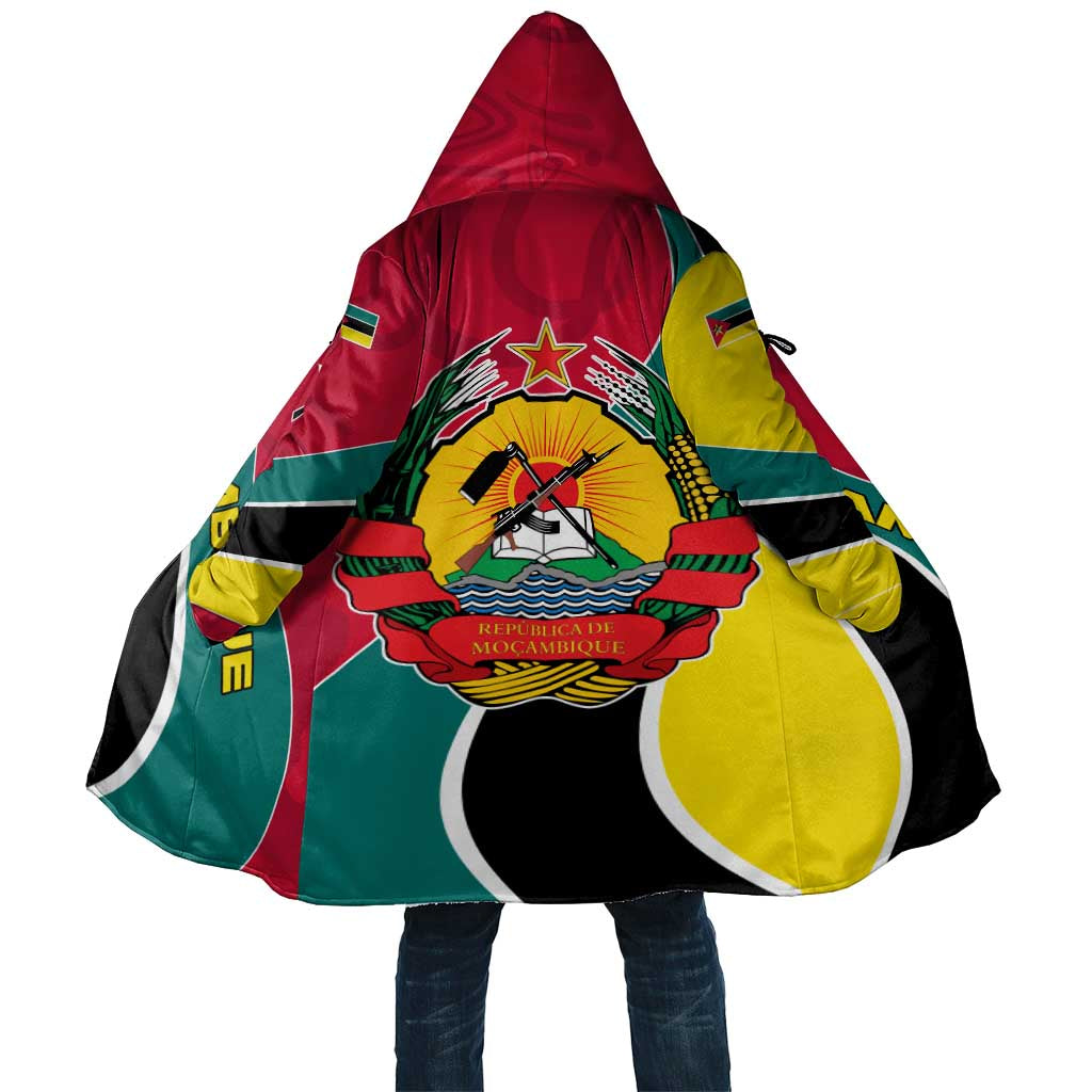 Mozambique Cloak with Red Yellow Green Wave Design and National Emblem - Wonder Print Shop