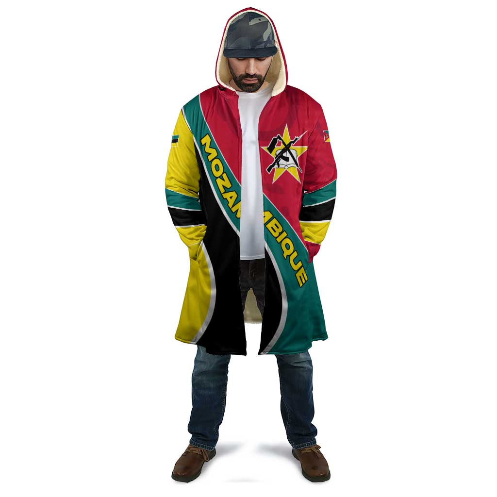 Mozambique Cloak with Red Yellow Green Wave Design and National Emblem - Wonder Print Shop