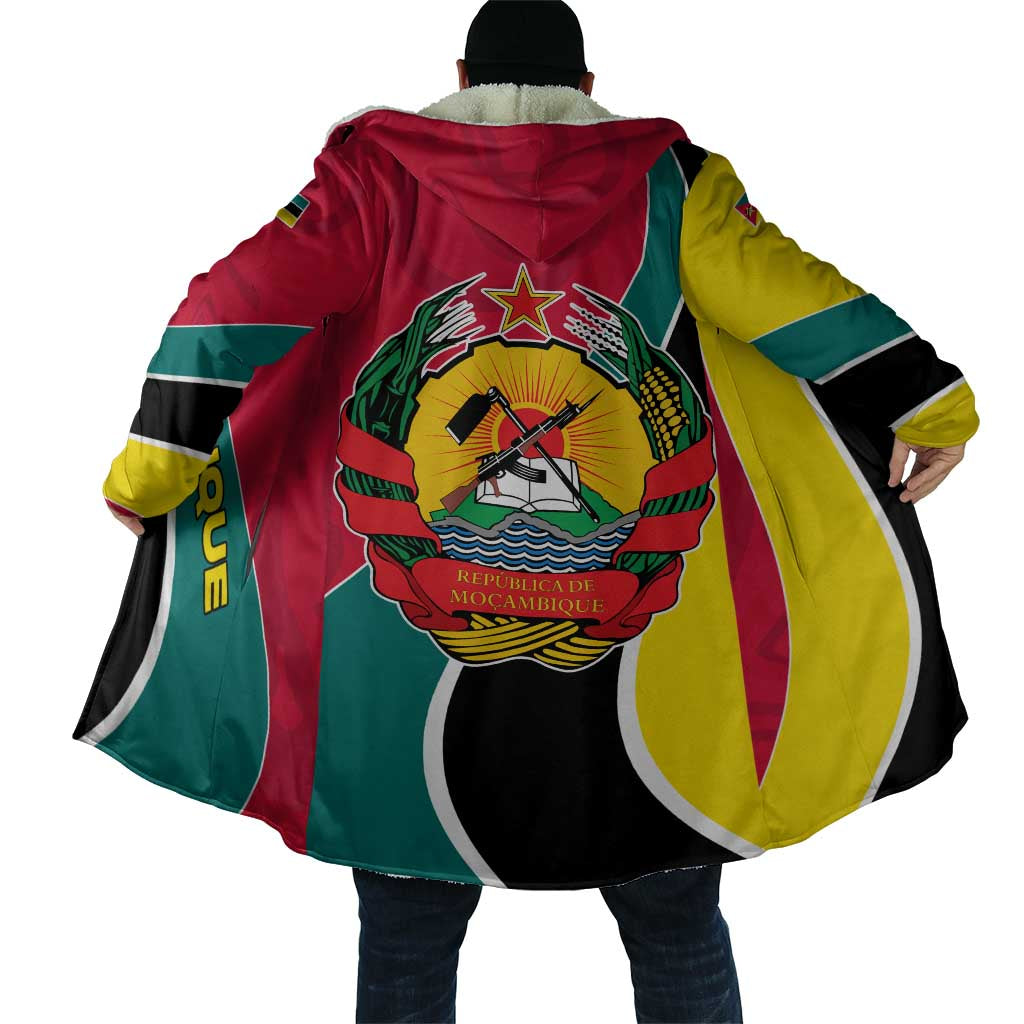Mozambique Cloak with Red Yellow Green Wave Design and National Emblem - Wonder Print Shop
