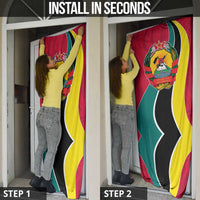 Mozambique Door Cover with Red Yellow Green Wave Design and National Emblem - Wonder Print Shop