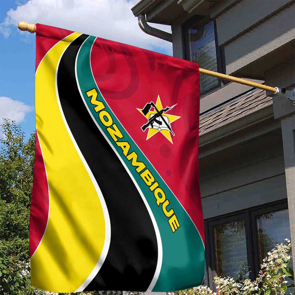Mozambique Garden Flag with Red Yellow Green Wave Design and National Emblem - Wonder Print Shop