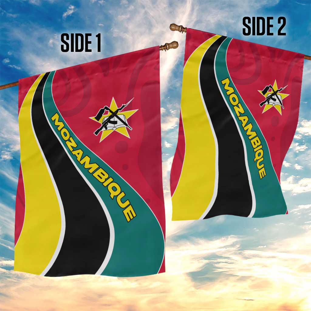 Mozambique Garden Flag with Red Yellow Green Wave Design and National Emblem - Wonder Print Shop