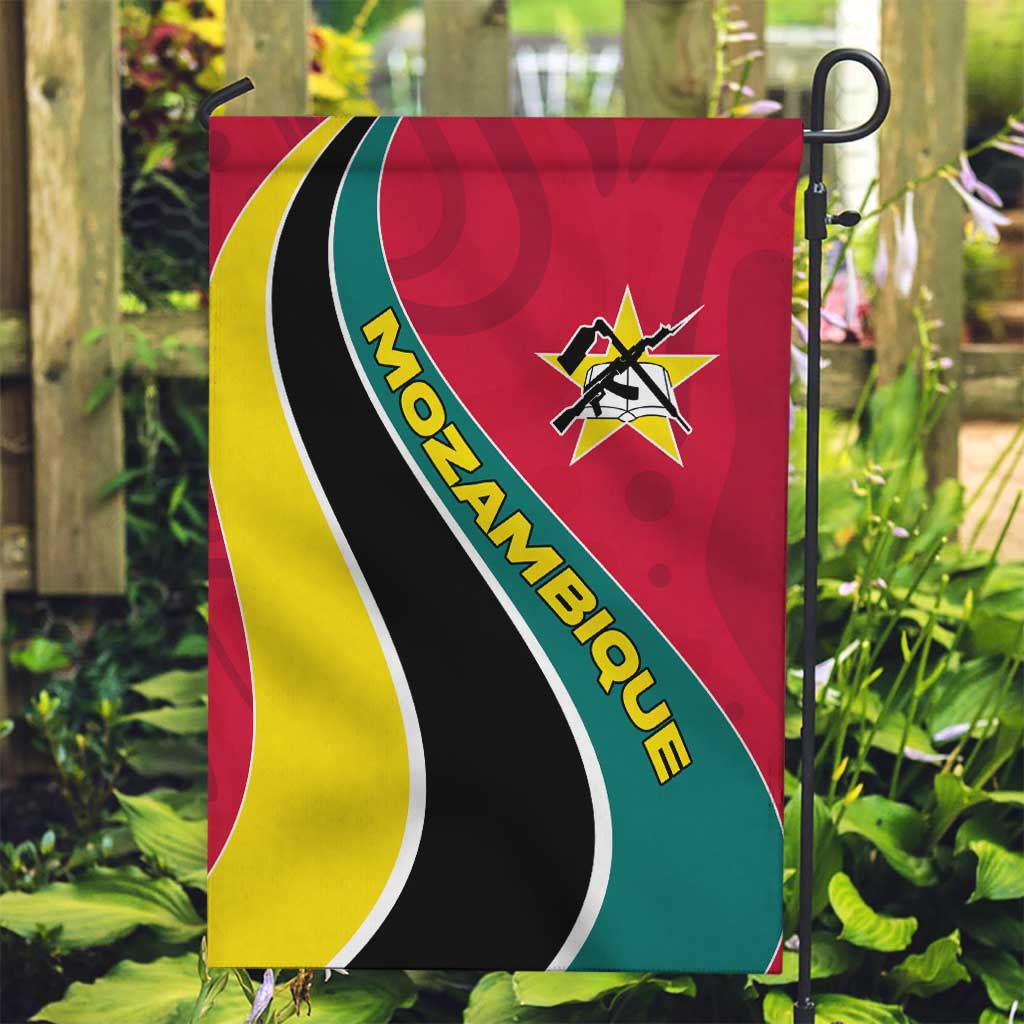 Mozambique Garden Flag with Red Yellow Green Wave Design and National Emblem - Wonder Print Shop