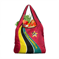 Mozambique Grocery Bag with Red Yellow Green Wave Design and National Emblem - Wonder Print Shop