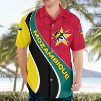 Mozambique Hawaiian Shirt with Red Yellow Green Wave Design and National Emblem - Wonder Print Shop
