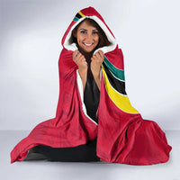 Mozambique Hooded Blanket with Red Yellow Green Wave Design and National Emblem - Wonder Print Shop