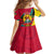 Mozambique Kid Short Sleeve Dress with Red Yellow Green Wave Design and National Emblem - Wonder Print Shop