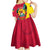 Mozambique Kid Short Sleeve Dress with Red Yellow Green Wave Design and National Emblem - Wonder Print Shop