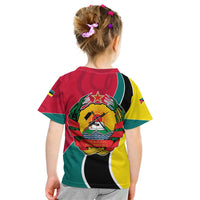 Mozambique Kid T Shirt with Red Yellow Green Wave Design and National Emblem - Wonder Print Shop