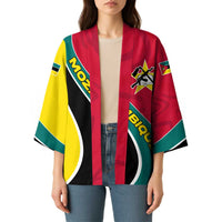 Mozambique Kimono with Red Yellow Green Wave Design and National Emblem - Wonder Print Shop