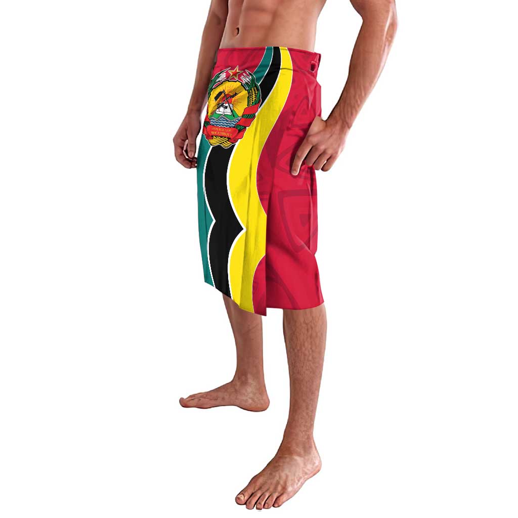 Mozambique Lavalava with Red Yellow Green Wave Design and National Emblem - Wonder Print Shop