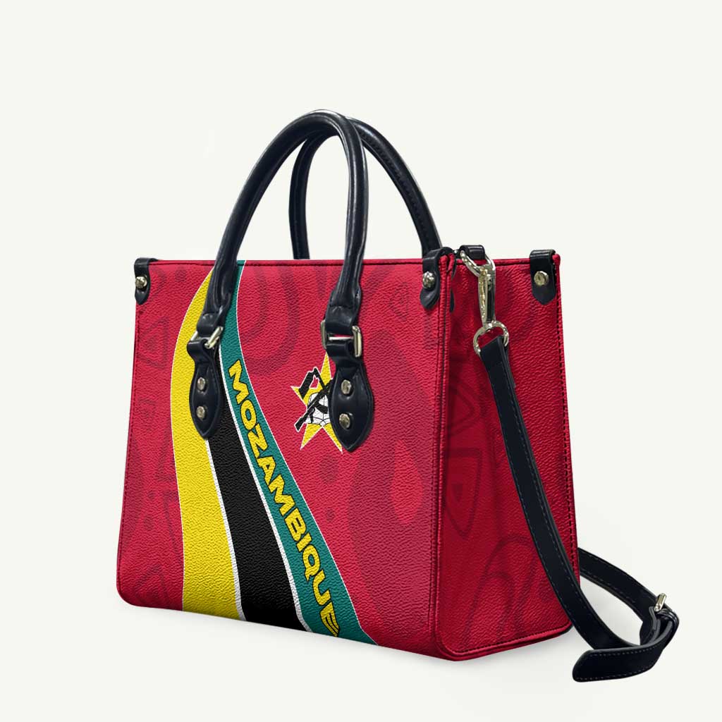 Mozambique Leather Bag with Red Yellow Green Wave Design and National Emblem - Wonder Print Shop