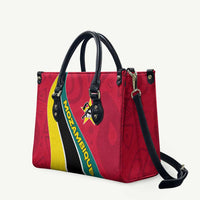 Mozambique Leather Bag with Red Yellow Green Wave Design and National Emblem - Wonder Print Shop