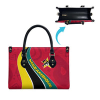 Mozambique Leather Bag with Red Yellow Green Wave Design and National Emblem - Wonder Print Shop