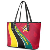 Mozambique Leather Tote Bag with Red Yellow Green Wave Design and National Emblem - Wonder Print Shop