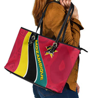 Mozambique Leather Tote Bag with Red Yellow Green Wave Design and National Emblem - Wonder Print Shop