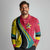 Mozambique Long Sleeve Polo Shirt with Red Yellow Green Wave Design and National Emblem - Wonder Print Shop
