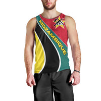 Mozambique Men Tank Top with Red Yellow Green Wave Design and National Emblem - Wonder Print Shop