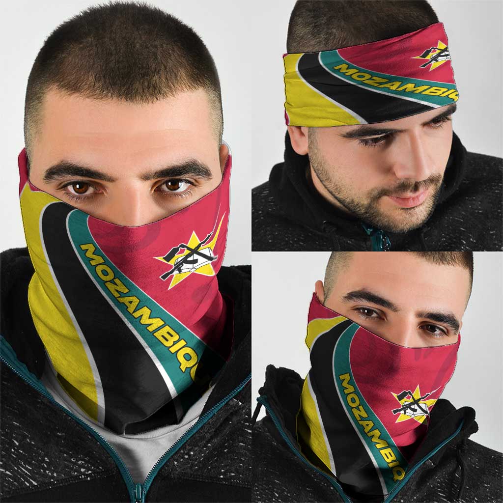 Mozambique Neck Gaiter with Red Yellow Green Wave Design and National Emblem TS04