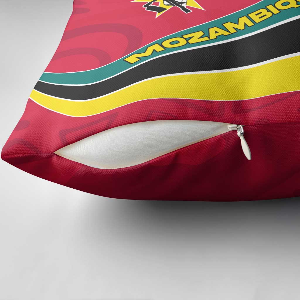 Mozambique Pillow Cover with Red Yellow Green Wave Design and National Emblem - Wonder Print Shop