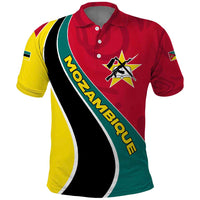 Mozambique Polo Shirt with Red Yellow Green Wave Design and National Emblem - Wonder Print Shop