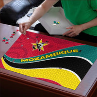 Mozambique Puzzle with Red Yellow Green Wave Design and National Emblem - Wonder Print Shop