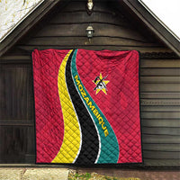 Mozambique Quilt with Red Yellow Green Wave Design and National Emblem - Wonder Print Shop