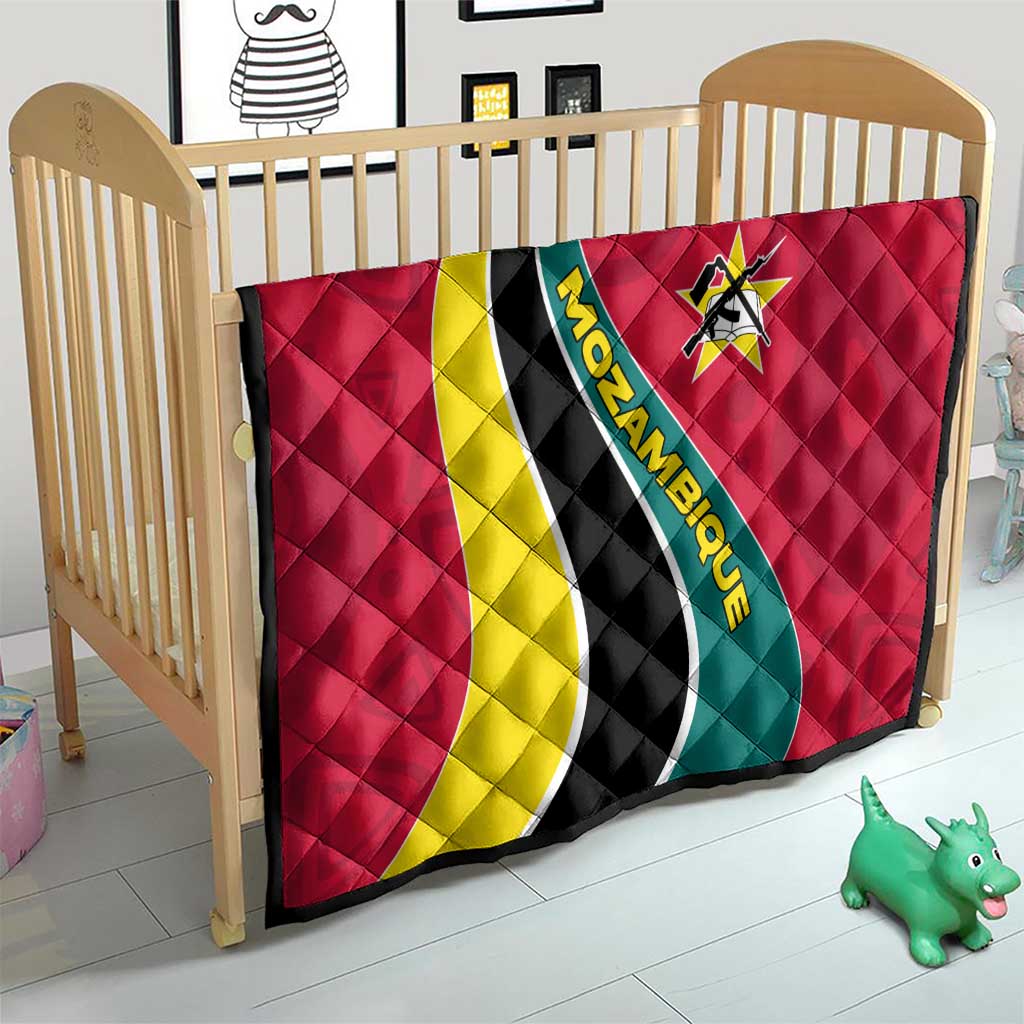 Mozambique Quilt with Red Yellow Green Wave Design and National Emblem - Wonder Print Shop