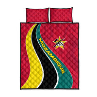 Mozambique Quilt Bed Set with Red Yellow Green Wave Design and National Emblem - Wonder Print Shop