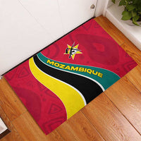 Mozambique Rubber Doormat with Red Yellow Green Wave Design and National Emblem - Wonder Print Shop